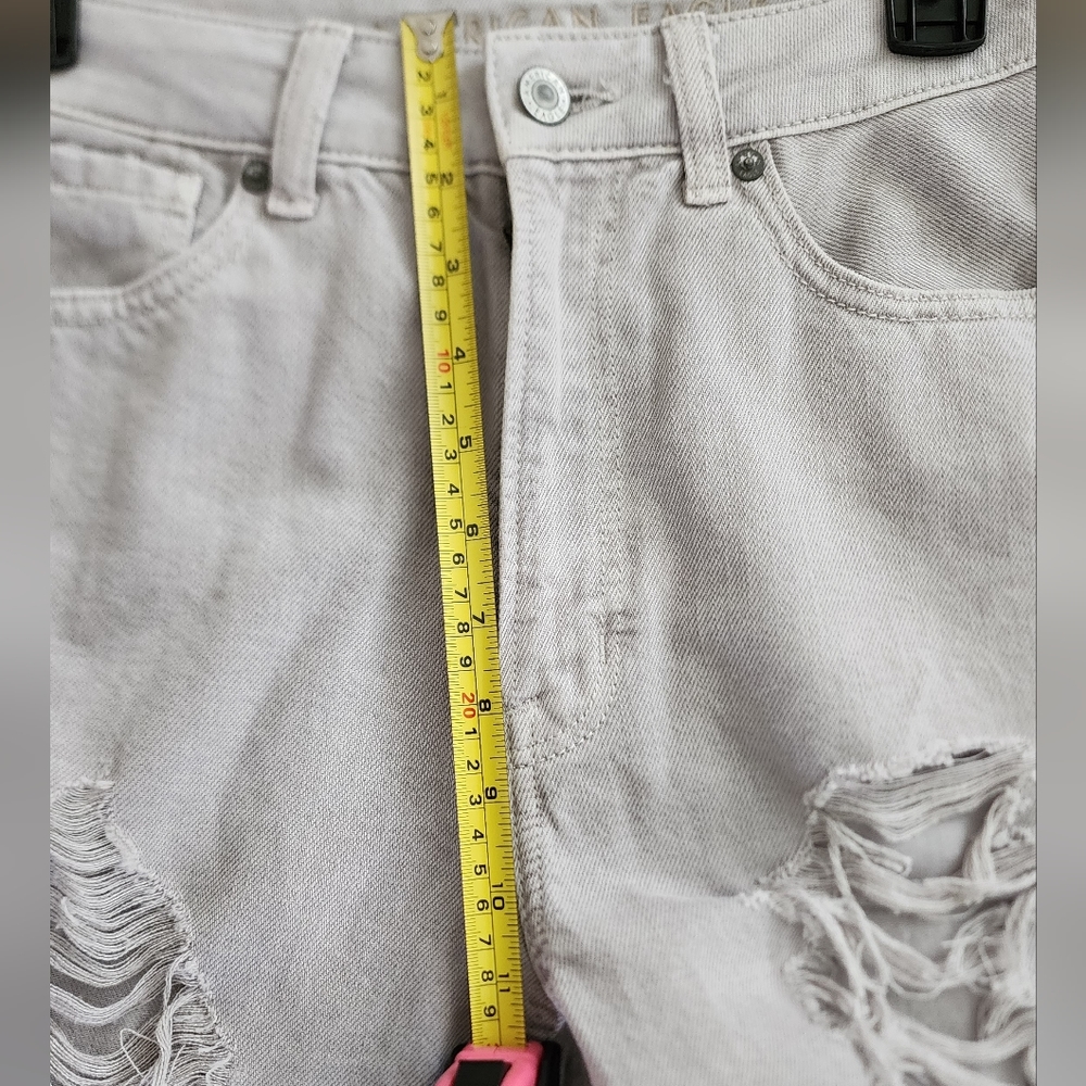 American Eagle Distressed Mom Jean Womens 6 Gray Boho Grunge Festival - Picture 6 of 9